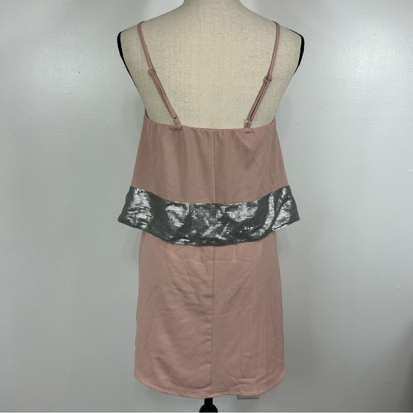 Esley Pink and Silver Sequins Spaghetti Strap Cocktail Dress Small - Picture 10 of 12